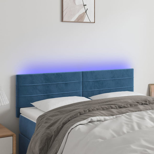 Hoofdbord Led Fluweel 144 x 5 x 78/88 cm Donkerblauw