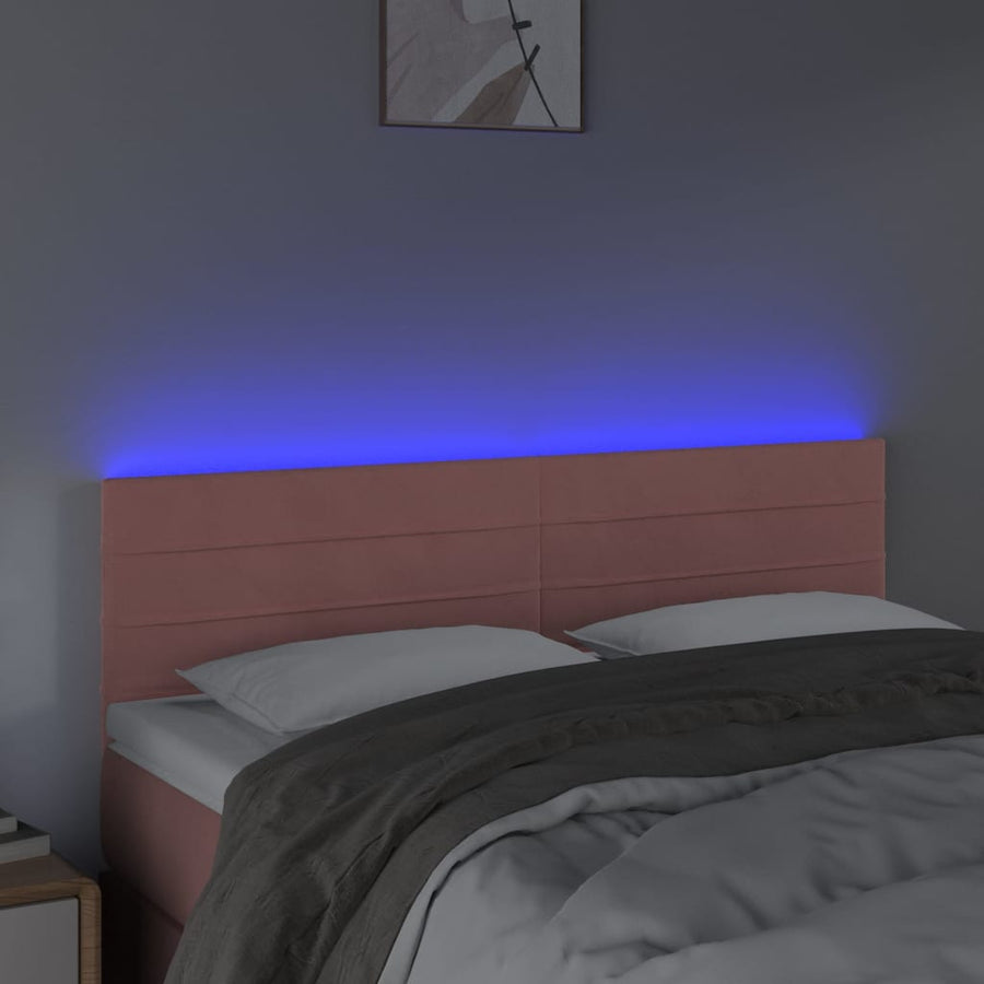 Hoofdbord LED 144x5x78/88 cm fluweel roze 144 x 5 x 78/88 cm Roze