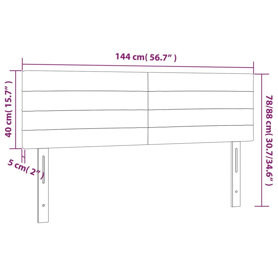 Hoofdbord LED 144x5x78/88 cm fluweel roze 144 x 5 x 78/88 cm Roze