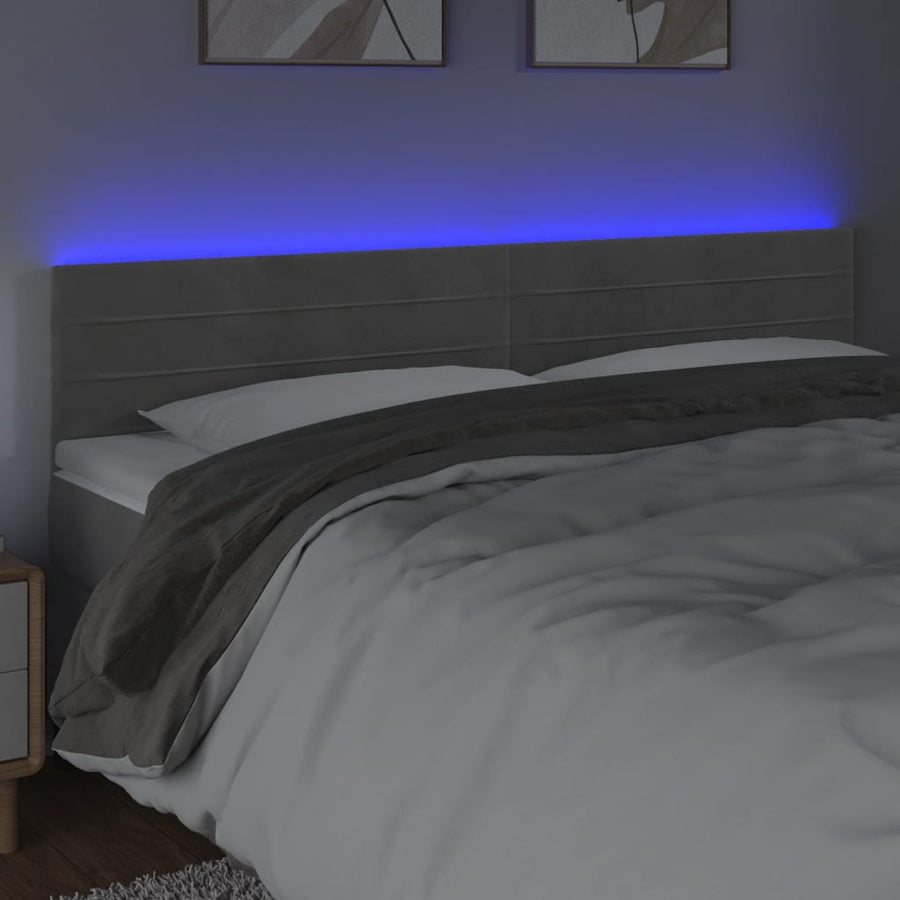 Hoofdbord LED 160x5x78/88 cm fluweel lichtgrijs 160 x 5 x 78/88 cm Lichtgrijs