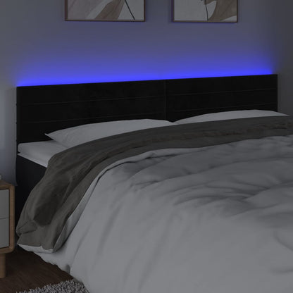 Hoofdbord LED 160x5x78/88 cm fluweel zwart 160 x 5 x 78/88 cm Zwart