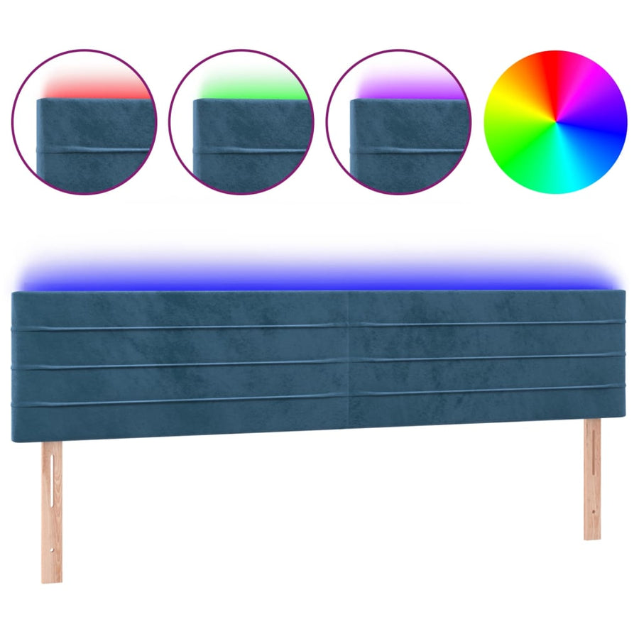 Hoofdbord LED 160x5x78/88 cm fluweel donkerblauw 160 x 5 x 78/88 cm Donkerblauw