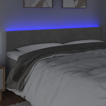 Hoofdbord LED 180x5x78/88 cm fluweel lichtgrijs 180 x 5 x 78/88 cm Lichtgrijs