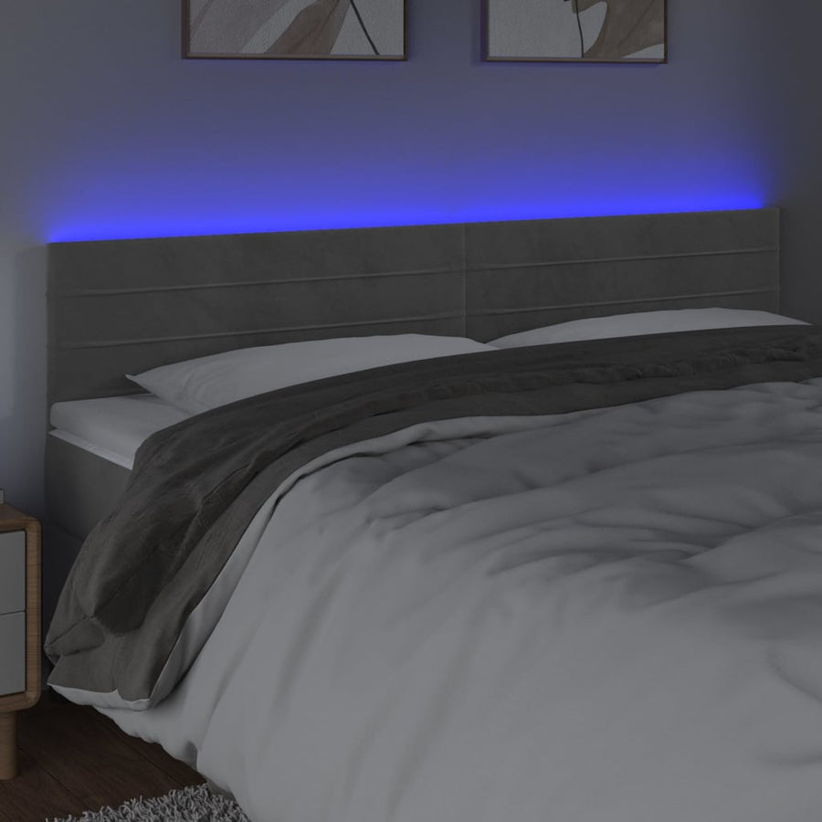 Hoofdbord LED 180x5x78/88 cm fluweel lichtgrijs 180 x 5 x 78/88 cm Lichtgrijs