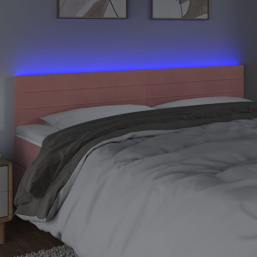 Hoofdbord LED 180x5x78/88 cm fluweel roze 180 x 5 x 78/88 cm Roze
