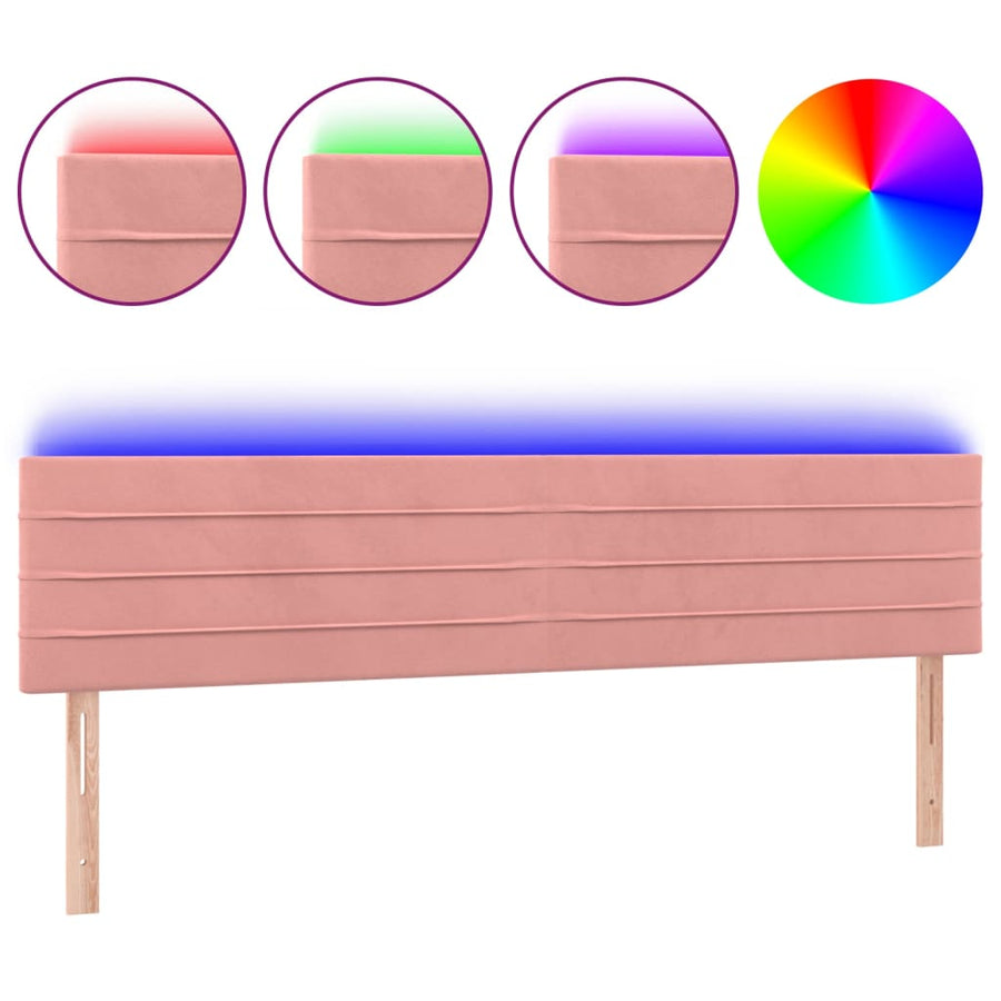 Hoofdbord LED 200x5x78/88 cm fluweel roze 200 x 5 x 78/88 cm Roze