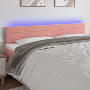 Hoofdbord 200x5x78/88 cm fluweel roze LED