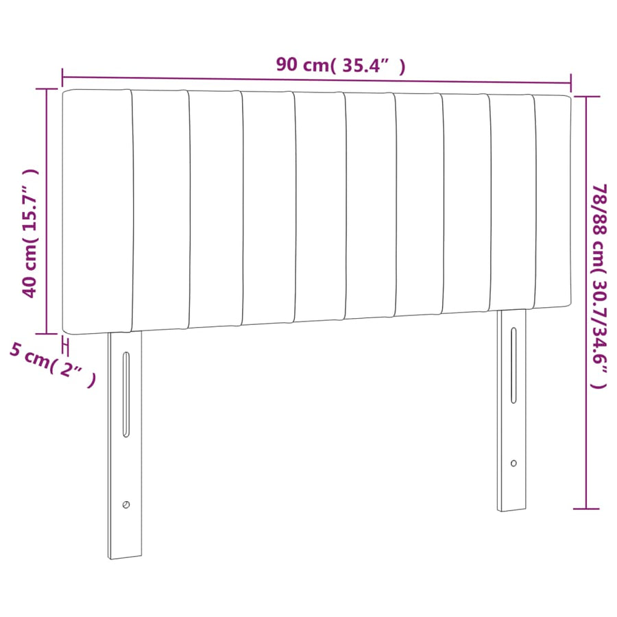 Hoofdbord Led Stof 90 x 5 x 78/88 cm Zwart