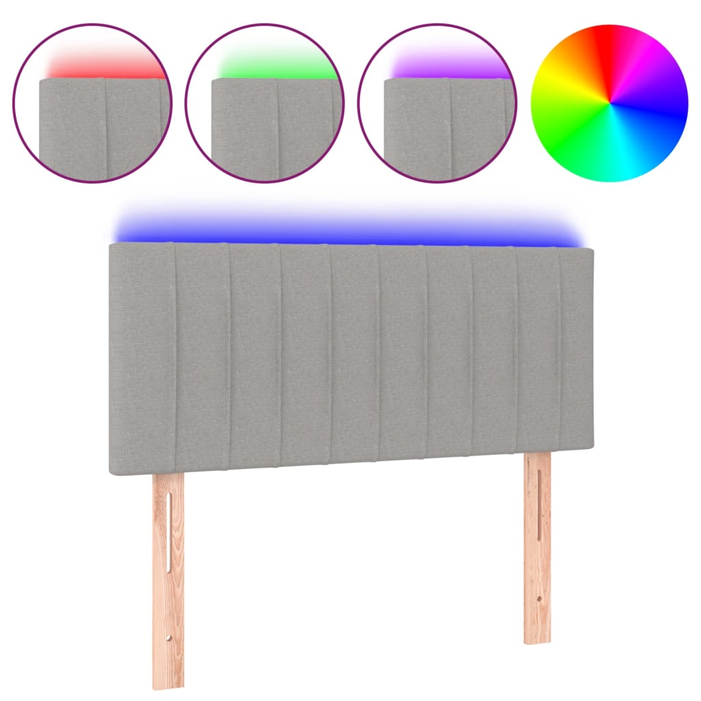 Hoofdbord Led Stof 100 x 5 x 78/88 cm Lichtgrijs