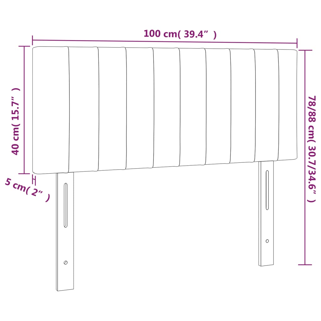 Hoofdbord Led Stof 100 x 5 x 78/88 cm Lichtgrijs
