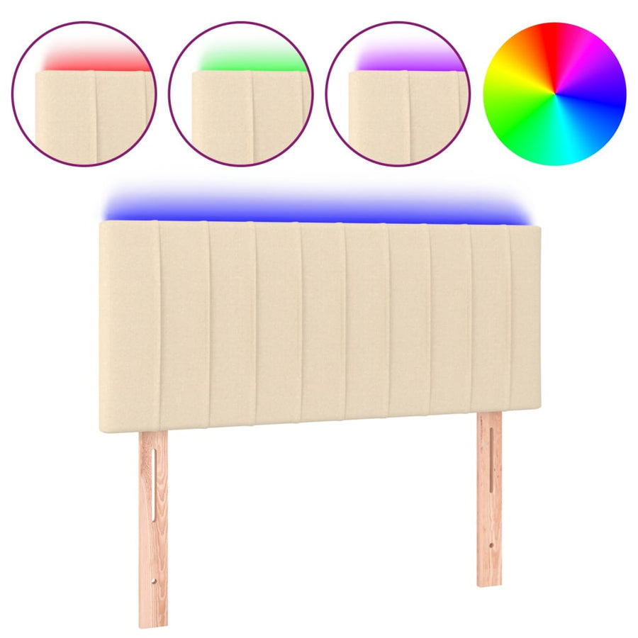 Hoofdbord Led Stof Kleurig 100 x 5 x 78/88 cm Crème
