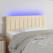 Hoofdbord 100x5x78/88 cm stof crèmekleurig LED