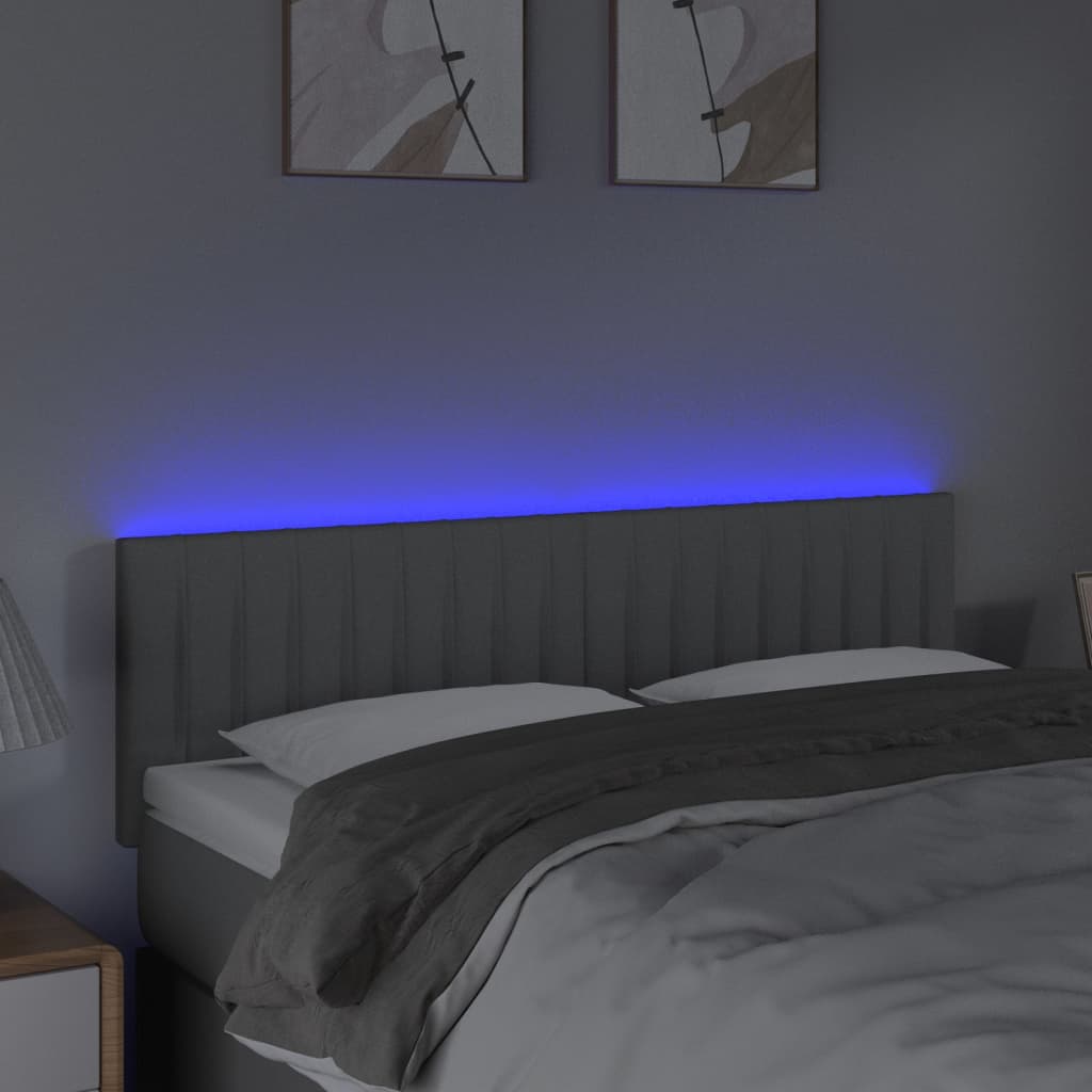 Hoofdbord Led Stof 144 x 5 x 78/88 cm Lichtgrijs