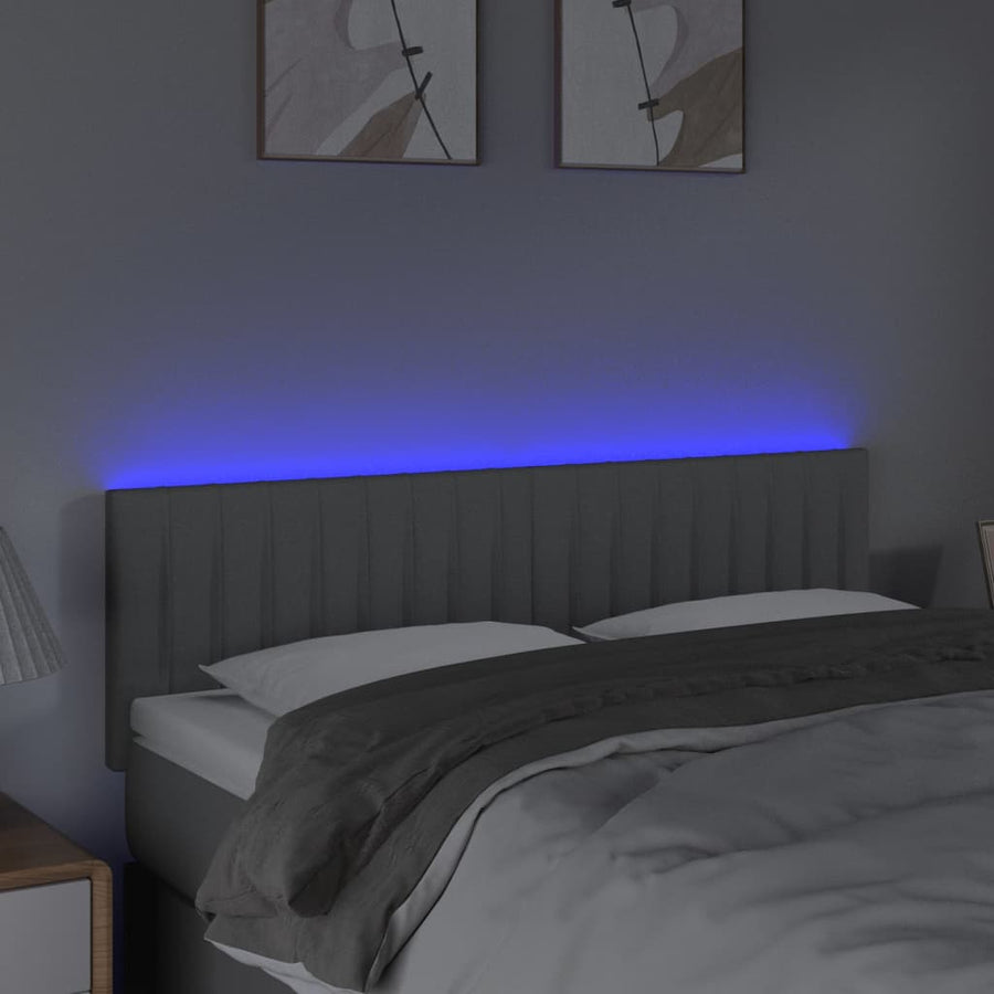 Hoofdbord Led Stof 144 x 5 x 78/88 cm Lichtgrijs