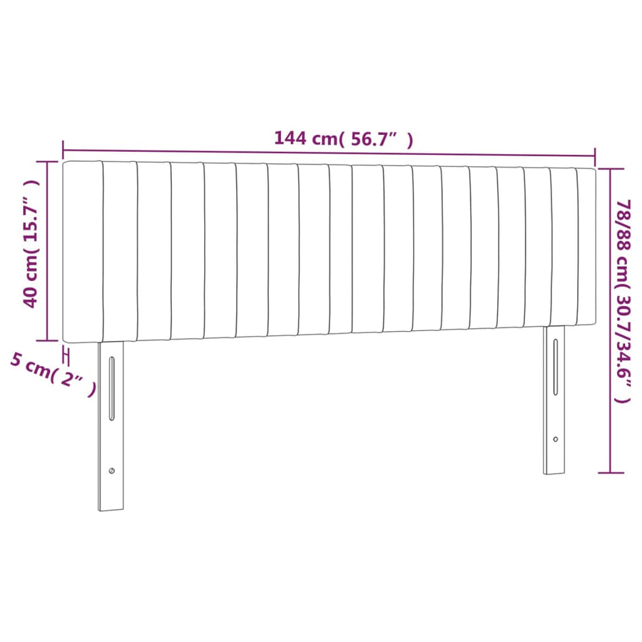 Hoofdbord Led Stof 144 x 5 x 78/88 cm Lichtgrijs