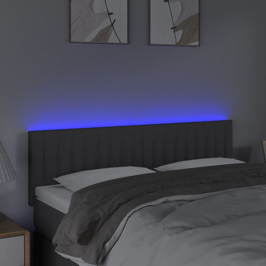 Hoofdbord Led Stof 144 x 5 x 78/88 cm Donkergrijs