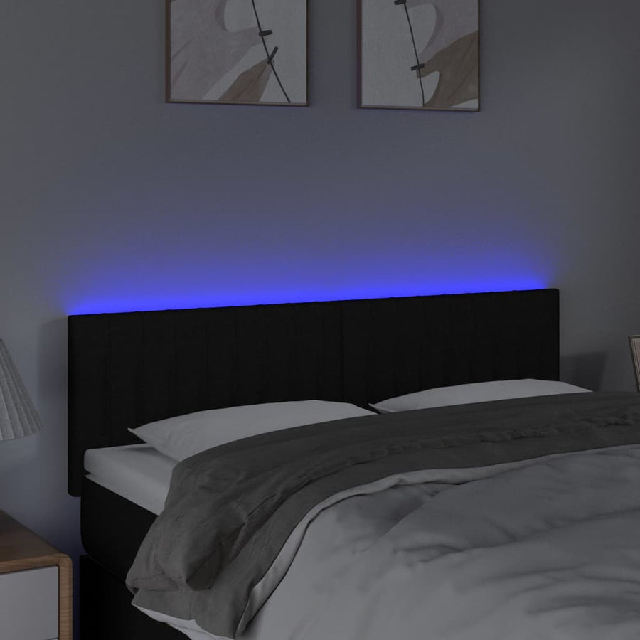 Hoofdbord Led Stof 144 x 5 x 78/88 cm Zwart