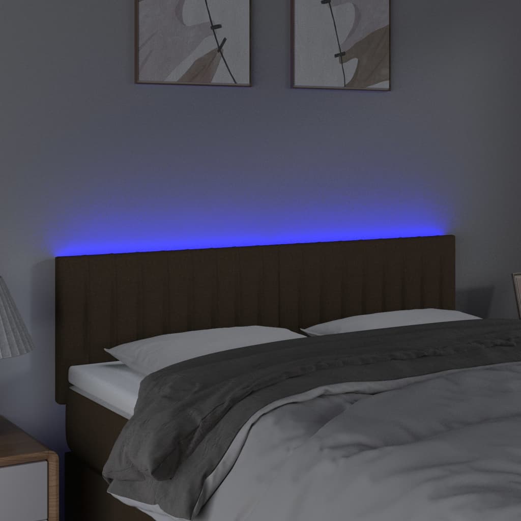 Hoofdbord Led Stof 144 x 5 x 78/88 cm Donkerbruin