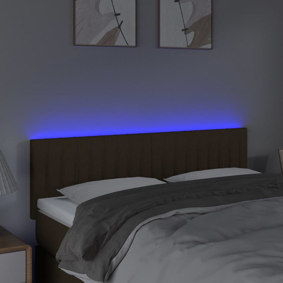 Hoofdbord Led Stof 144 x 5 x 78/88 cm Donkerbruin