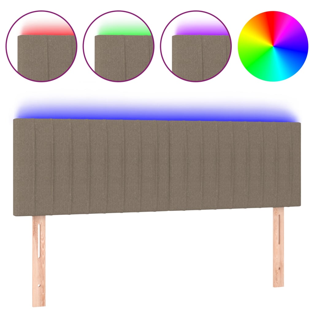 Hoofdbord Led Stof 144 x 5 x 78/88 cm Taupe