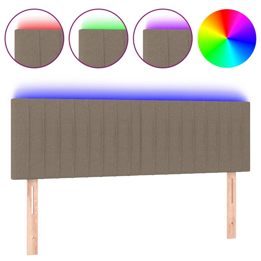 Hoofdbord Led Stof 144 x 5 x 78/88 cm Taupe