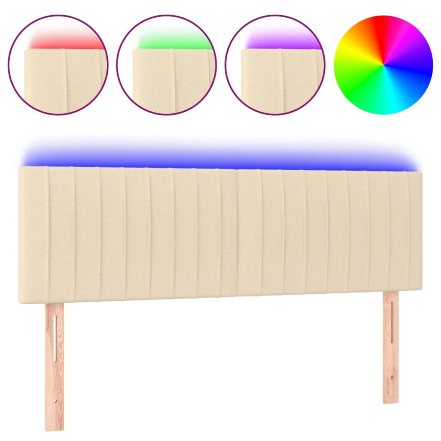 Hoofdbord Led Stof Kleurig 144 x 5 x 78/88 cm Crème