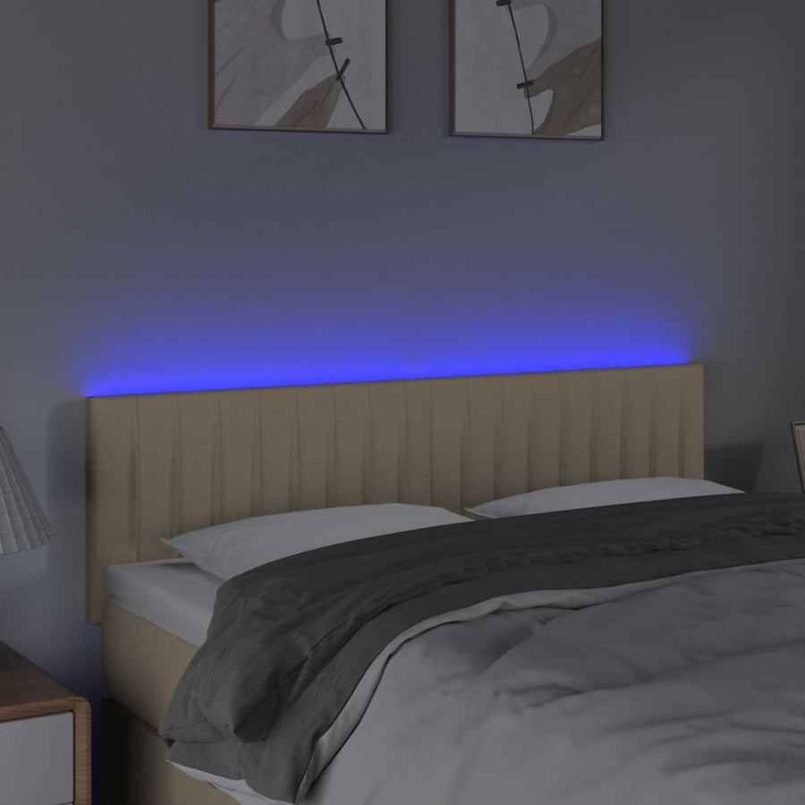 Hoofdbord Led Stof Kleurig 144 x 5 x 78/88 cm Crème
