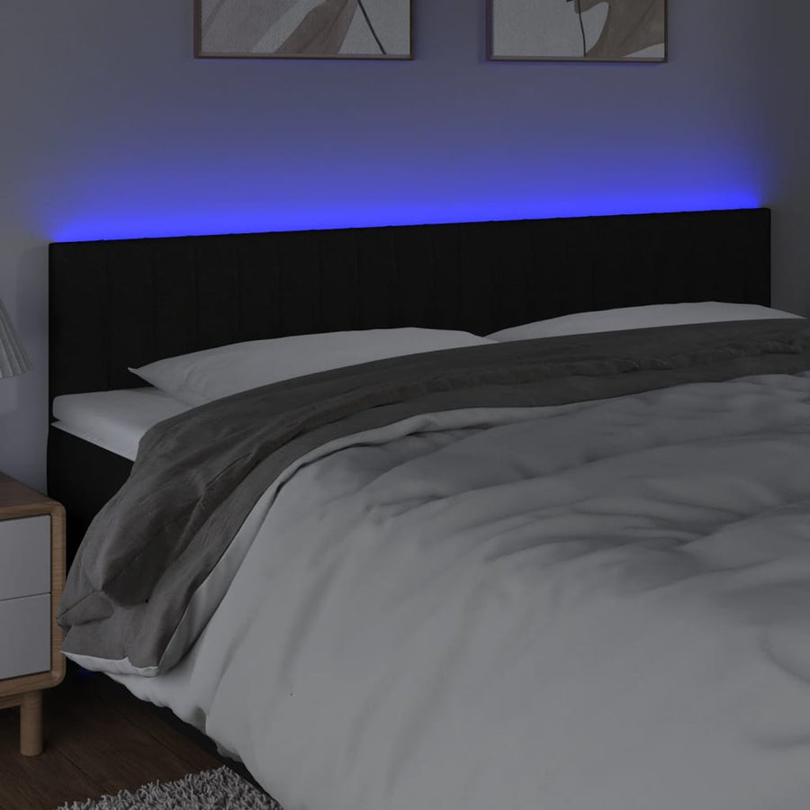 Hoofdbord Led Stof 160 x 5 x 78/88 cm Zwart