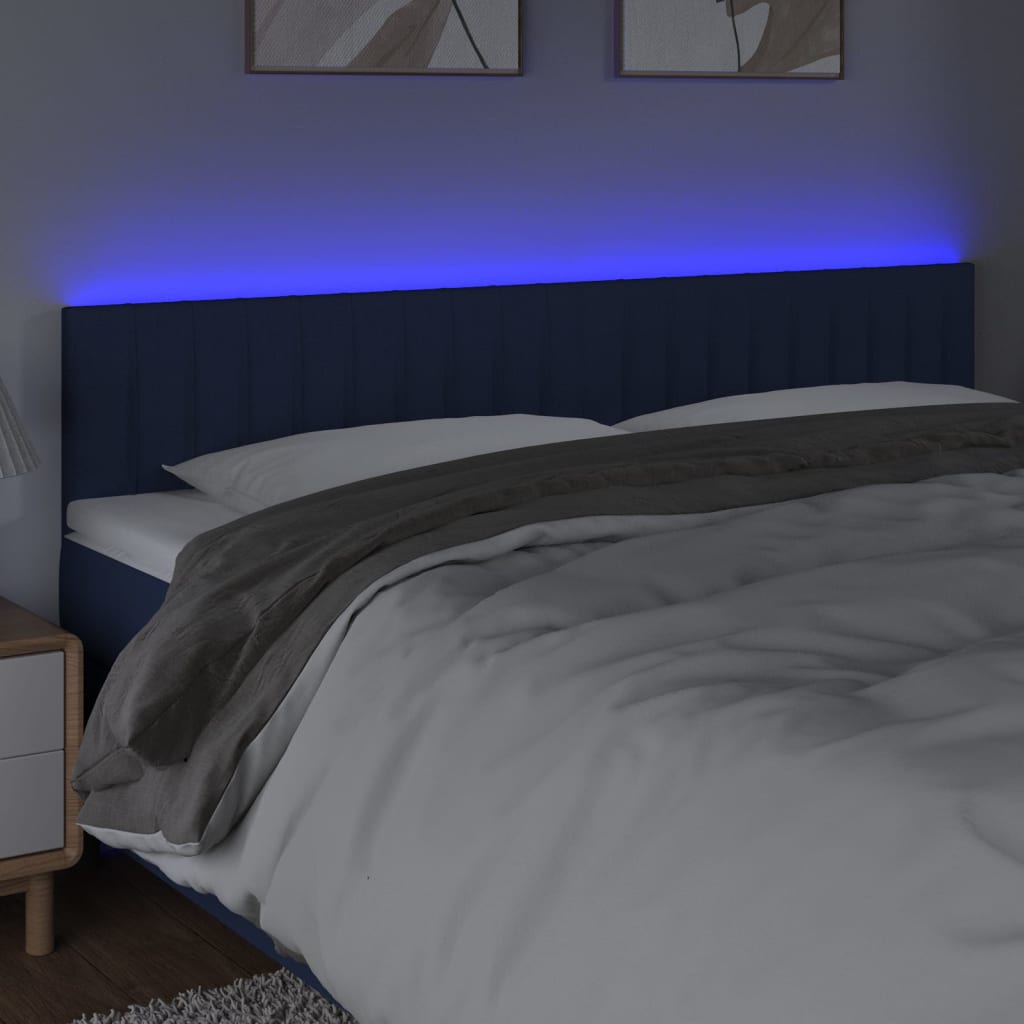 Hoofdbord Led Stof 160 x 5 x 78/88 cm Blauw