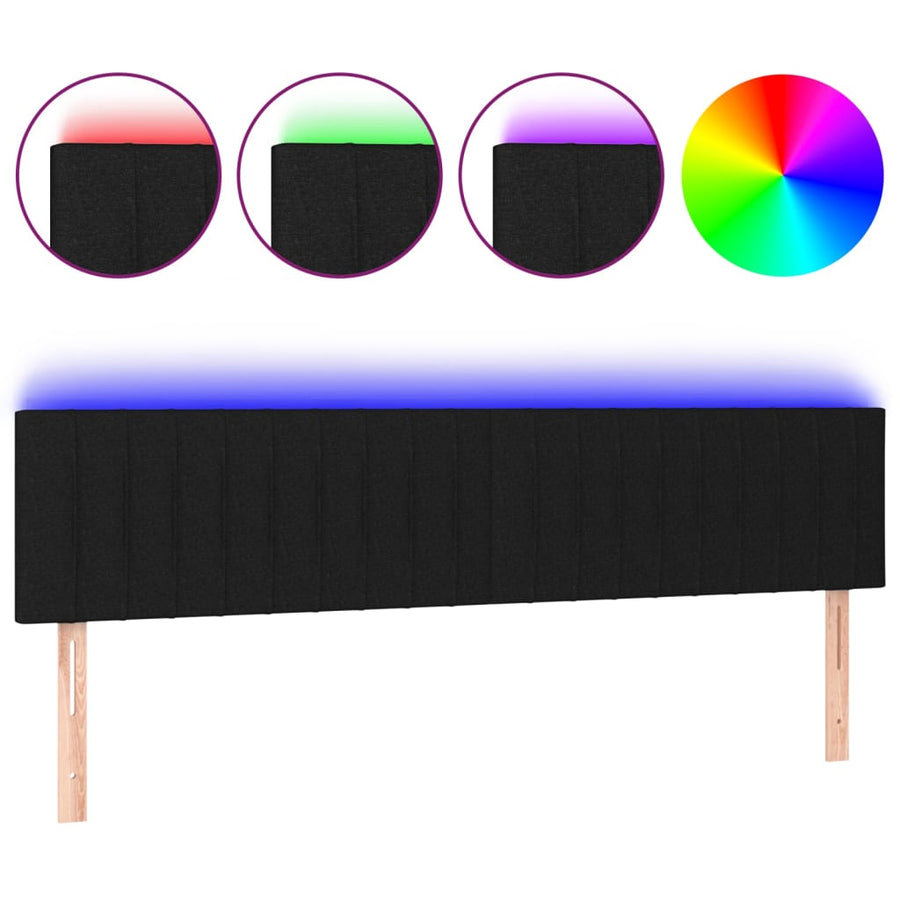 Hoofdbord Led Stof 180 x 5 x 78/88 cm Zwart