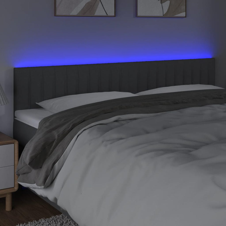 Hoofdbord Led Stof 200 x 5 x 78/88 cm Donkergrijs