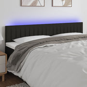 Hoofdbord 200x5x78/88 cm stof zwart met LED