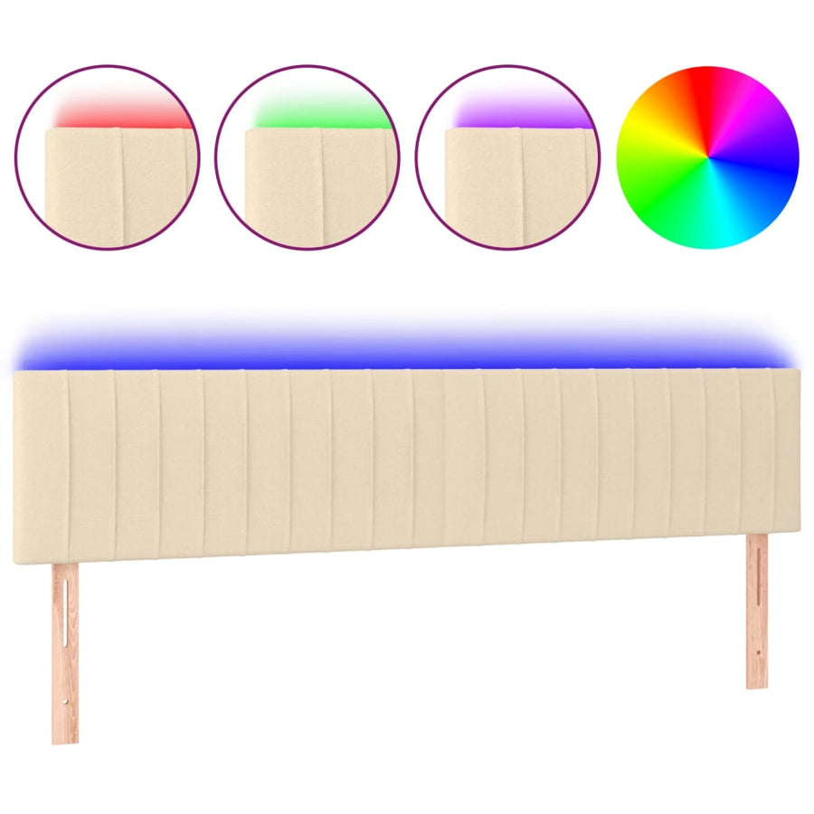 Hoofdbord Led Stof Kleurig Crème 200 x 5 x 78/88 cm