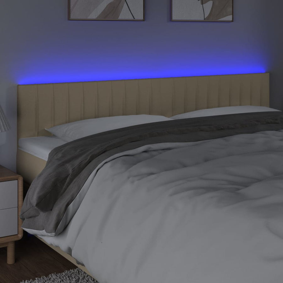 Hoofdbord Led Stof Kleurig Crème 200 x 5 x 78/88 cm