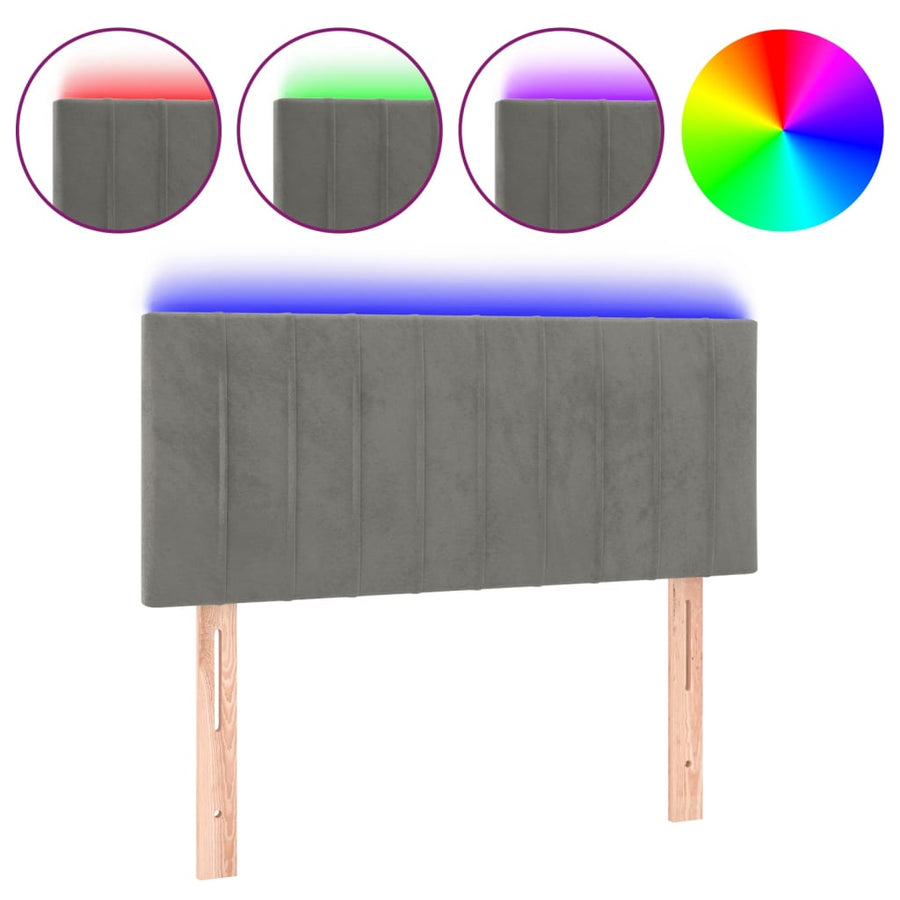 Hoofdbord Led Fluweel 80 x 5 x 78/88 cm Lichtgrijs