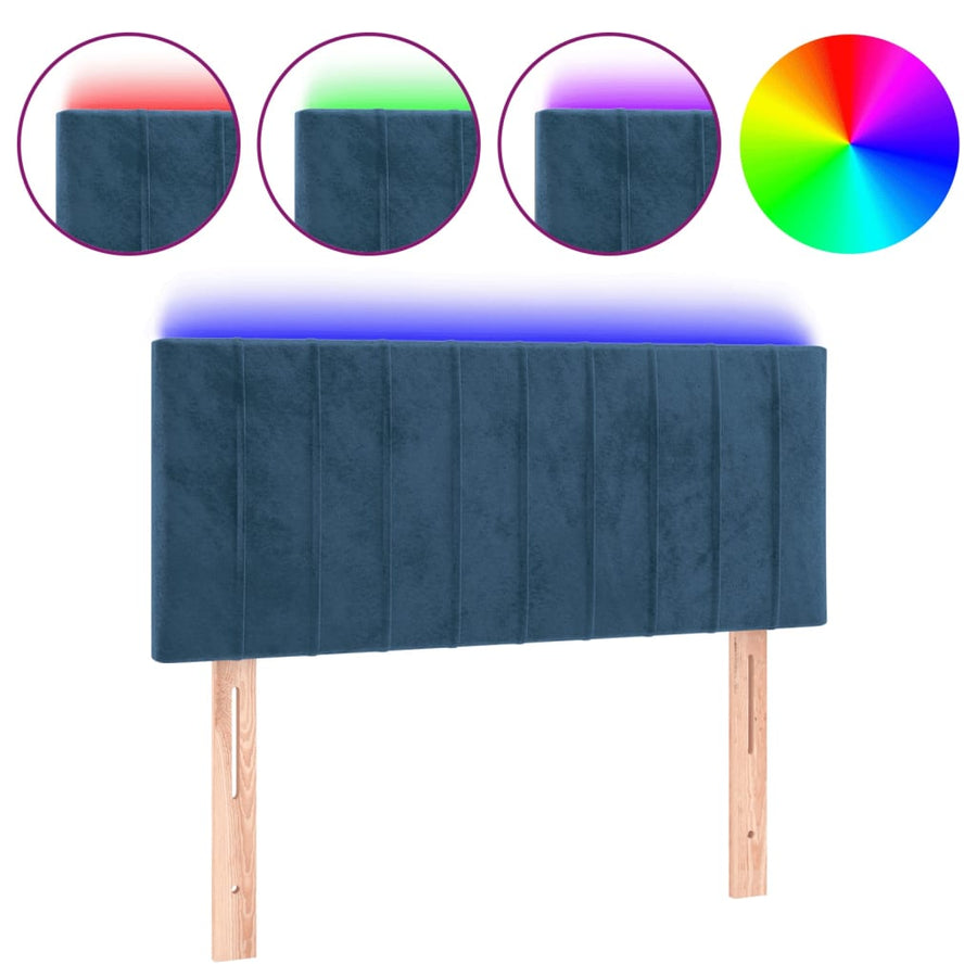 Hoofdbord Led Fluweel 80 x 5 x 78/88 cm Donkerblauw