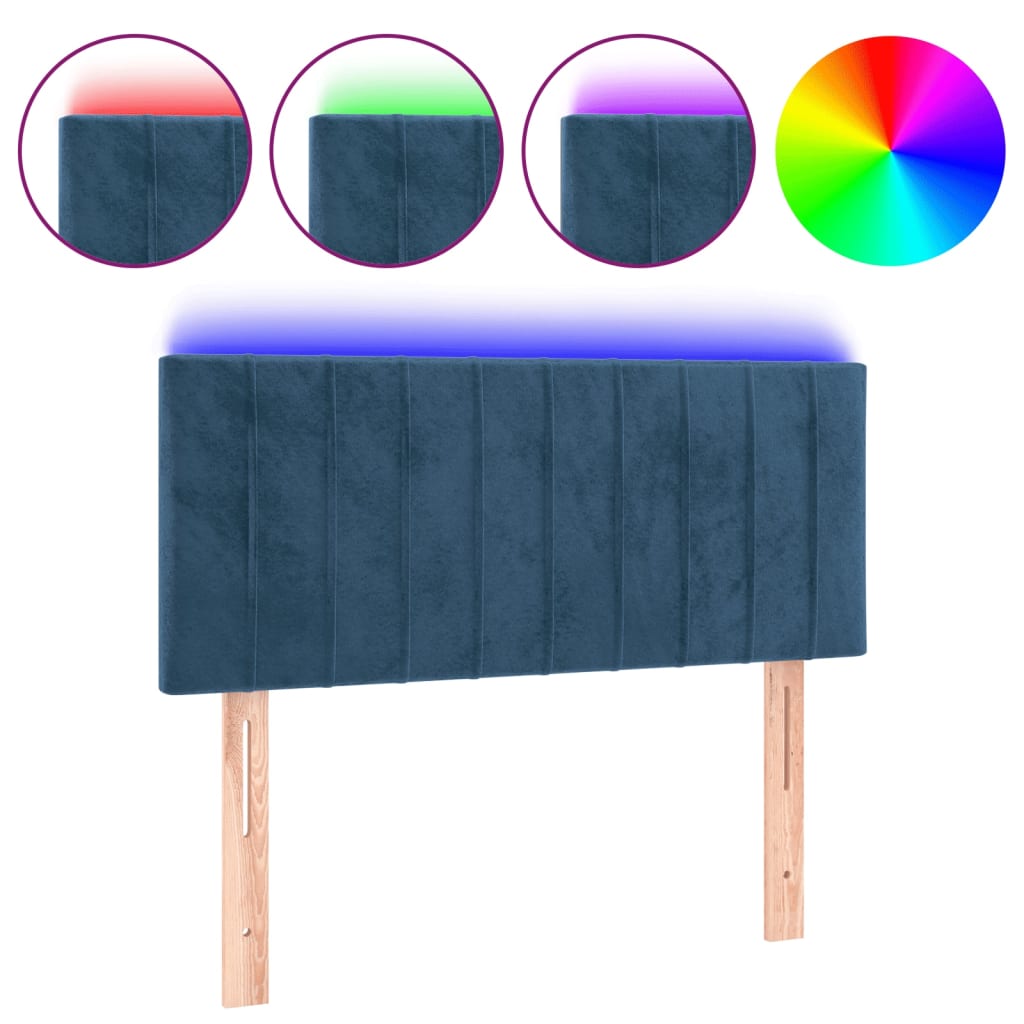 Hoofdbord Led Fluweel 100 x 5 x 78/88 cm Donkerblauw