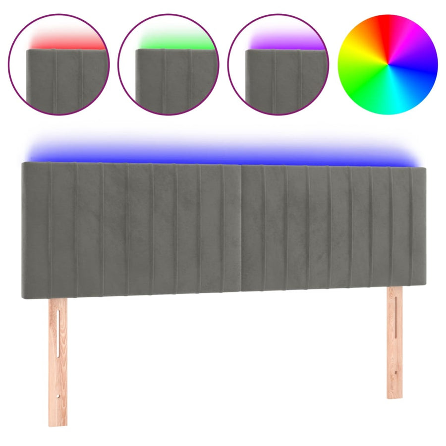 Hoofdbord Led Fluweel 144 x 5 x 78/88 cm Lichtgrijs