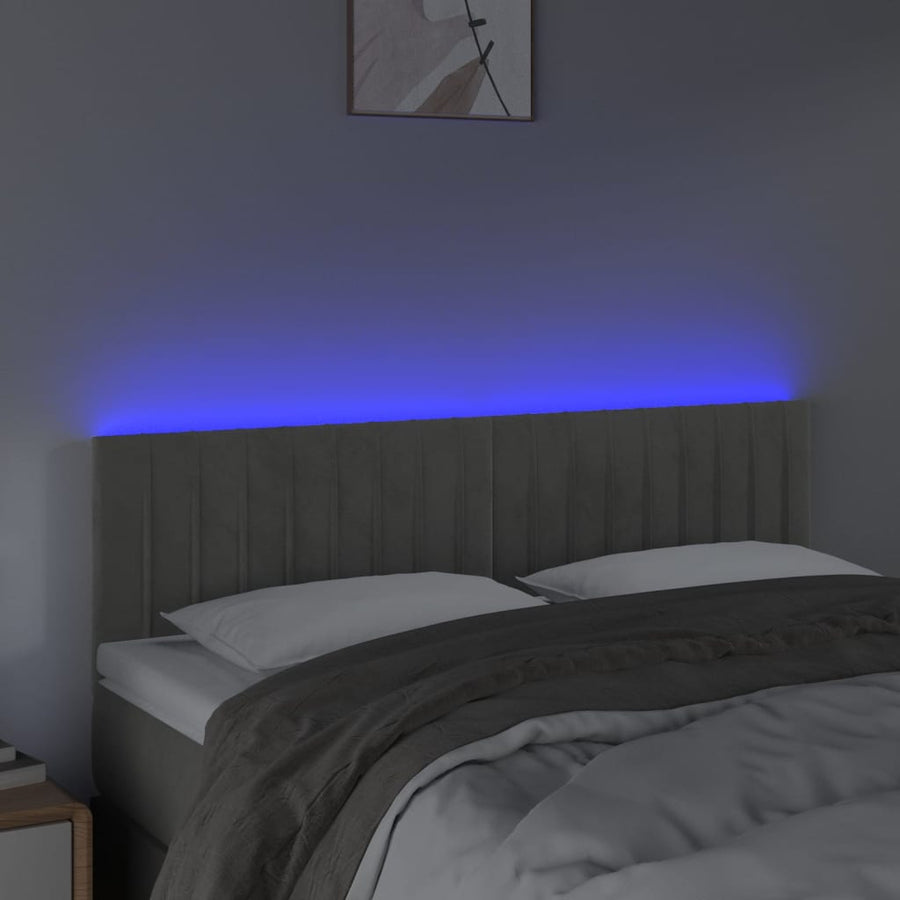 Hoofdbord Led Fluweel 144 x 5 x 78/88 cm Lichtgrijs