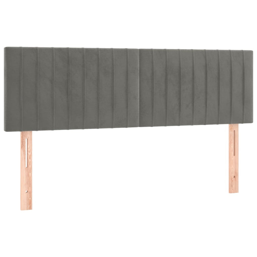 Hoofdbord Led Fluweel 144 x 5 x 78/88 cm Lichtgrijs