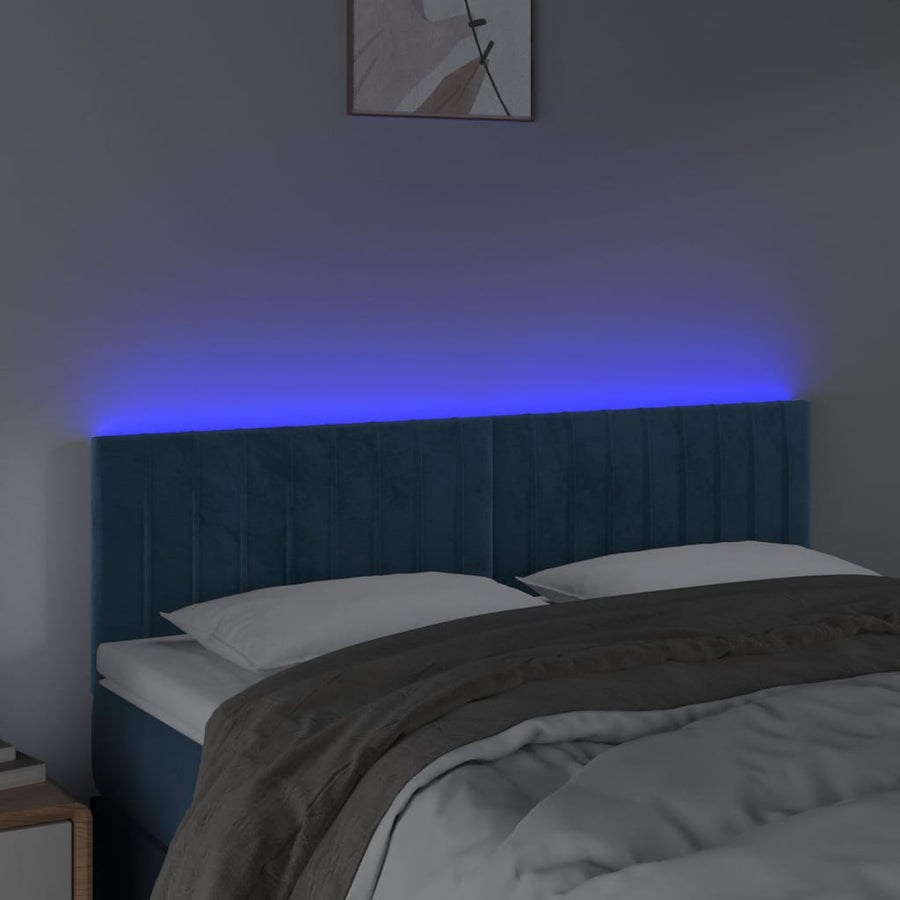 Hoofdbord Led Fluweel 144 x 5 x 78/88 cm Donkerblauw