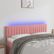 Hoofdbord 144x5x78/88 cm fluweel roze LED