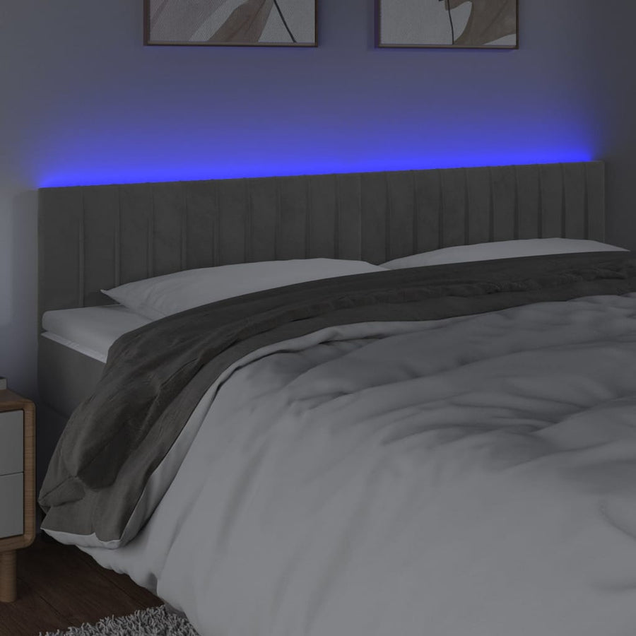 Hoofdbord Led Fluweel 160 x 5 x 78/88 cm Lichtgrijs