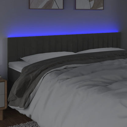 Hoofdbord Led Fluweel 160 x 5 x 78/88 cm Donkergrijs