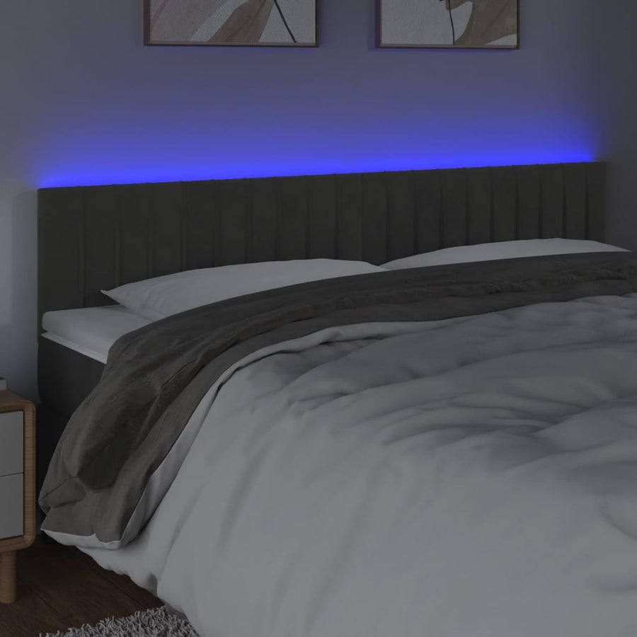 Hoofdbord Led Fluweel 160 x 5 x 78/88 cm Donkergrijs