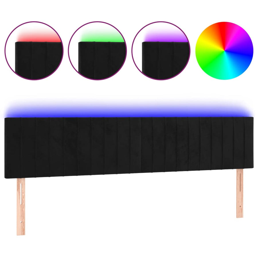 Hoofdbord Led Fluweel 160 x 5 x 78/88 cm Zwart