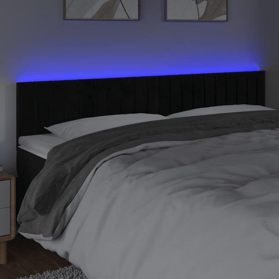 Hoofdbord Led Fluweel 160 x 5 x 78/88 cm Zwart