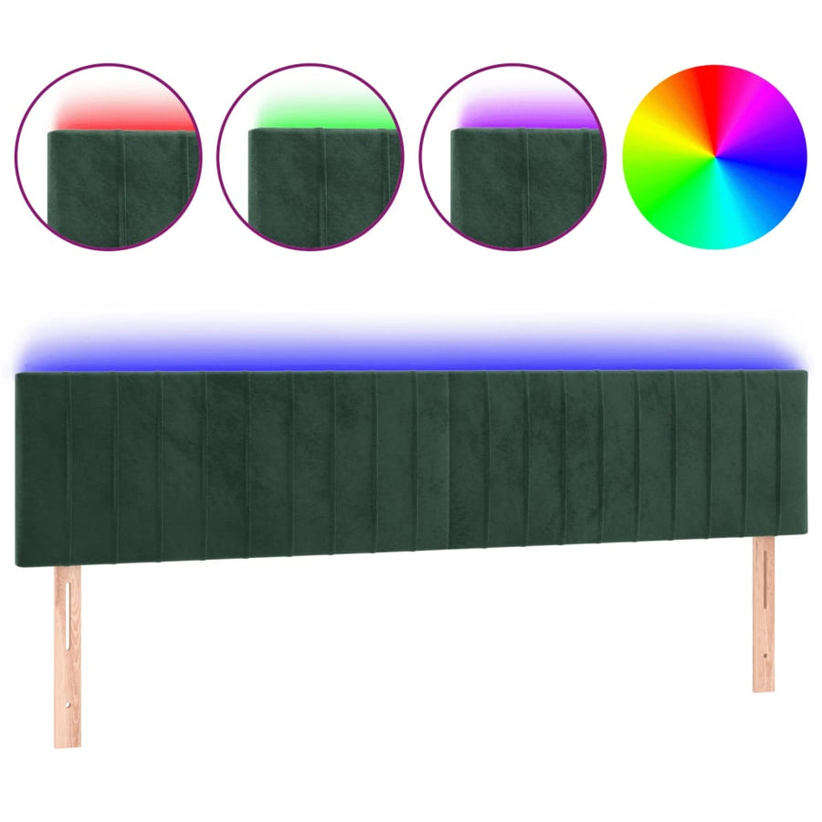 Hoofdbord Led Fluweel 160 x 5 x 78/88 cm Donkergroen
