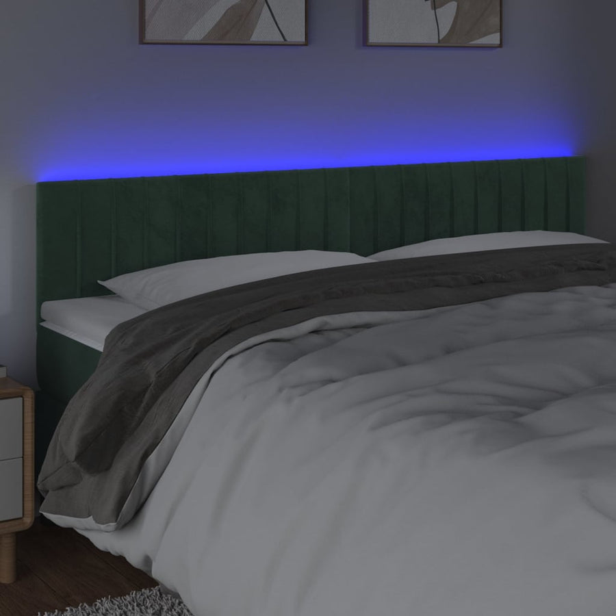 Hoofdbord Led Fluweel 160 x 5 x 78/88 cm Donkergroen