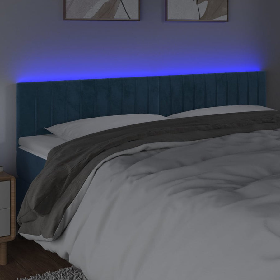 Hoofdbord Led Fluweel 160 x 5 x 78/88 cm Donkerblauw
